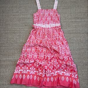 🌸 Talbots Petite Block Print Maxi Dress | Size 6P | Coral | Like New